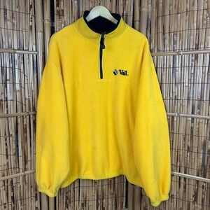 VTG Colorado Timberline Sweater Mens XL Yellow Fleece Ski Vail 1/4 Zip Made USA